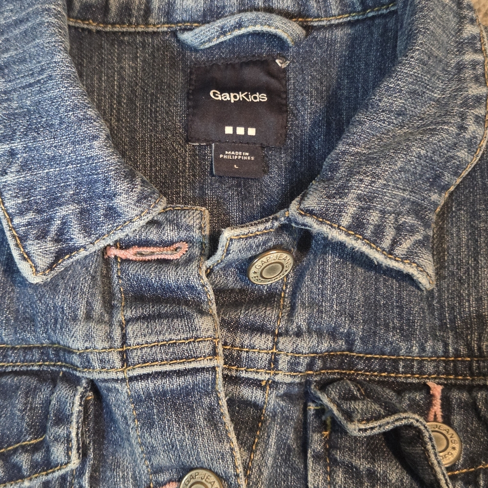 Y2K Gap Kids Jean Jacket Pink Threading-girls LG - Picture 10 of 11